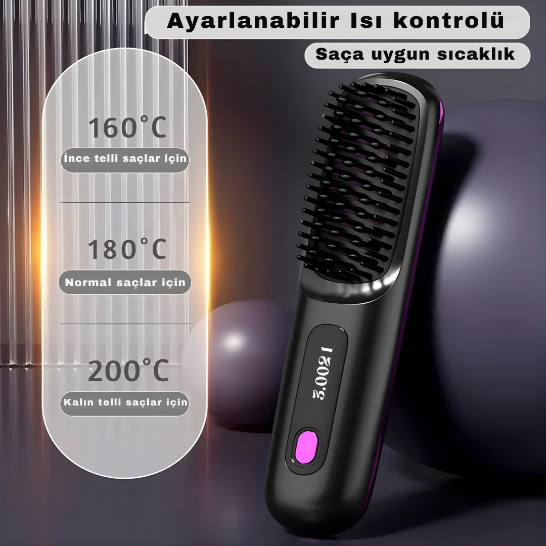 Kablosuz Şarjlı Saç Düzleştirici Tarak – 2000 mAh,